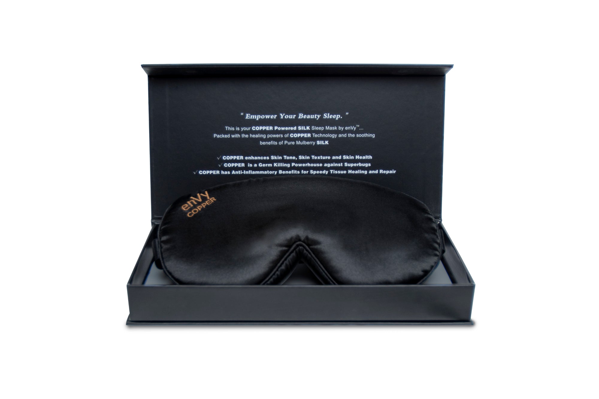 Sleep Clean with the Epic COPPER infused Silk Sleep Eye Mask by enVy – enVy  Pillow